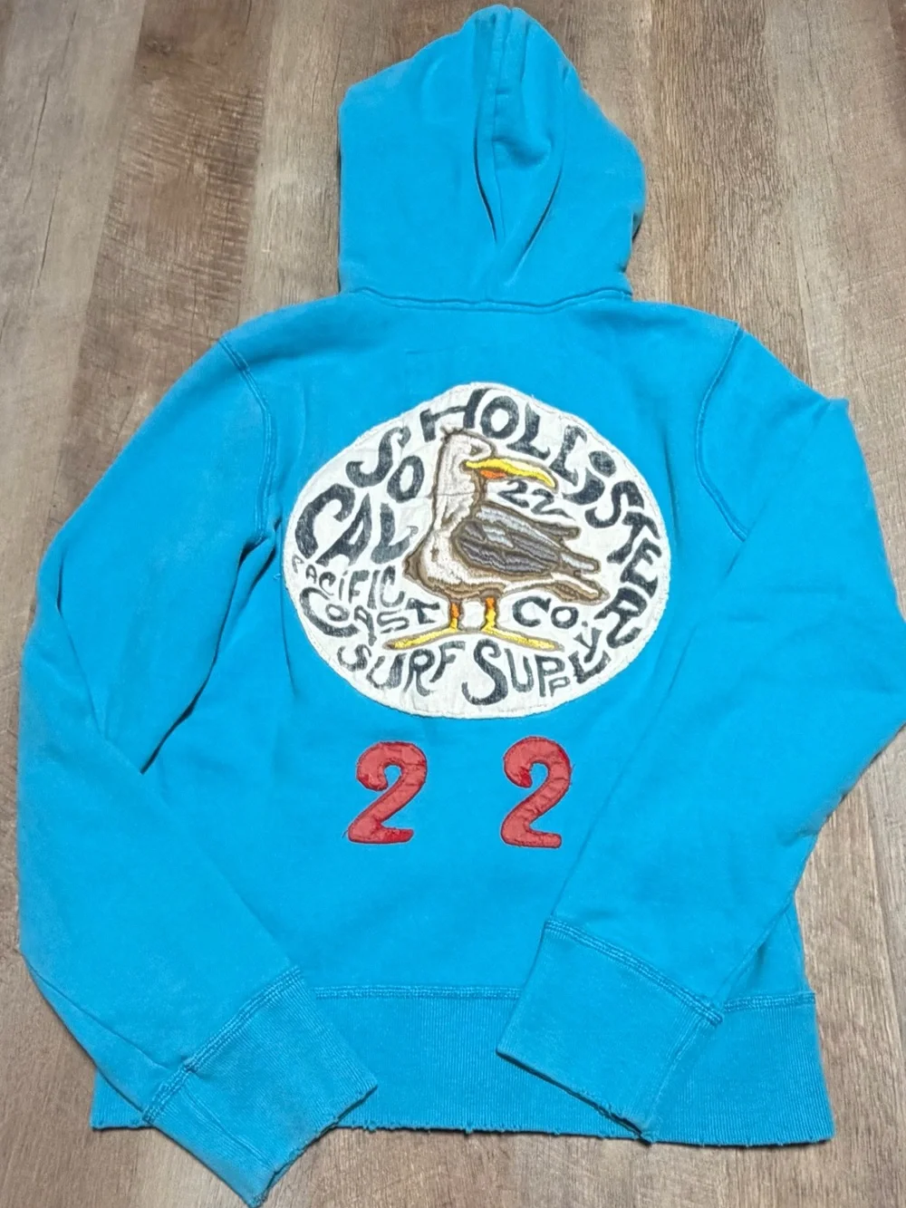 Vintage Hollister HCO Surf Supply Full-Zip Hoodie Turquoise Blue | Medium